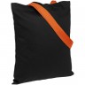 Холщовая сумка BrighTone, черная с оранжевыми ручками - 
