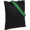 Холщовая сумка BrighTone, черная с зелеными ручками - 