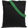 Холщовая сумка BrighTone, черная с зелеными ручками - 
