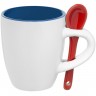Кофейная кружка Pairy с ложкой, синяя с красной - 