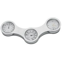 Часы c термометром и гигрометром  "Цепь"; 9х8,6х4,5 см; металл; лазерная гравировка
